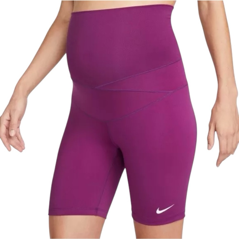 Nike Maternity Shorts High Rise Purple Magenta Women’s Large 7" Inseam